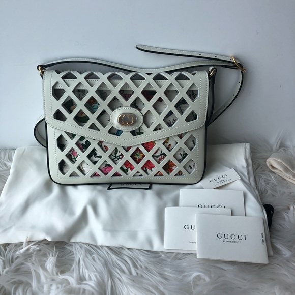Authentic Gucci meduim Flora leather cutout bag - Picture 2 of 10
